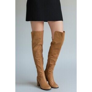 Joyfolie Riding Zip Hi High Tall Boots Grayson Smoke Tan Leather 7.5 Women